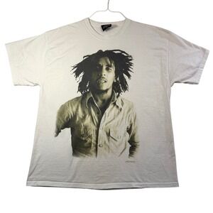 Zion Rootswear Bob Marley Graphic T-Shirt White 1X Reggae Portrait 2003 Vintage